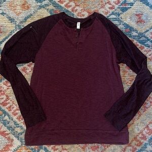 Frank & Oak men’s red Henley long sleeve tee - large new